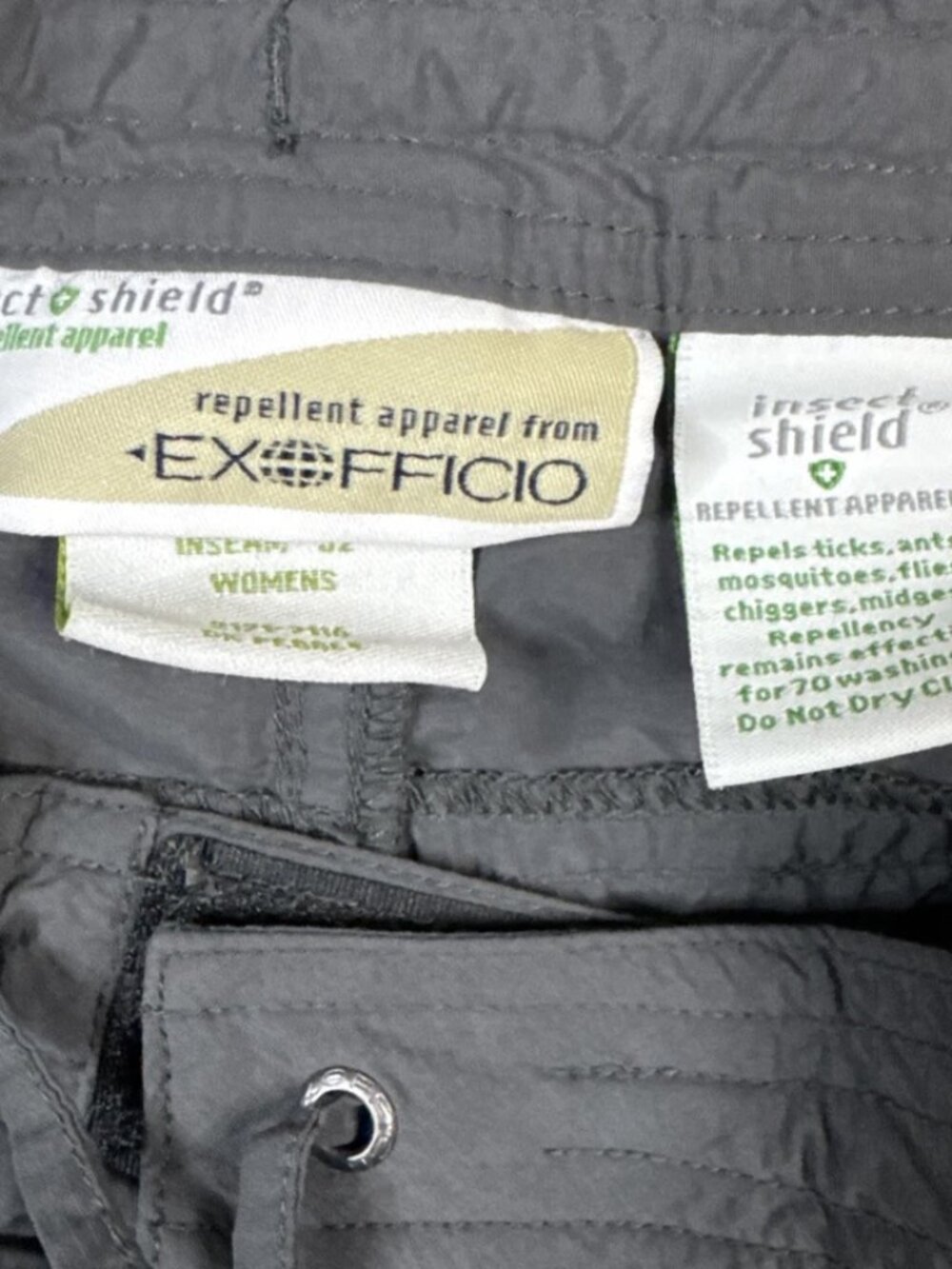 Exofficio Insect Shield Hiking Outdoor Pants Roll Up Into Crop Gray Women’s 16 - Picture 2 of 7